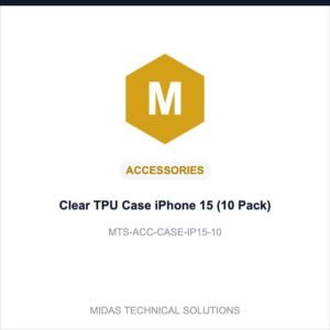 Midas Technical Solutions product card for Clear TPU Case iPhone 15 (10 Pack), SKU MTS-ACC-CASE-IP15-10
