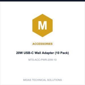 Midas Technical Solutions product card for 20W USB-C Wall Adapter (10 Pack), SKU MTS-ACC-PWR-20W-10