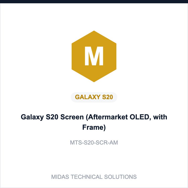 Galaxy S20 Screen (Aftermarket OLED, with Frame)