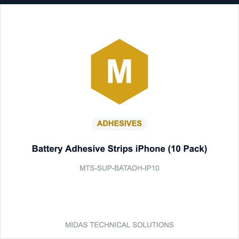 Midas Technical Solutions product card for Battery Adhesive Strips iPhone (10 Pack), SKU MTS-SUP-BATADH-IP10