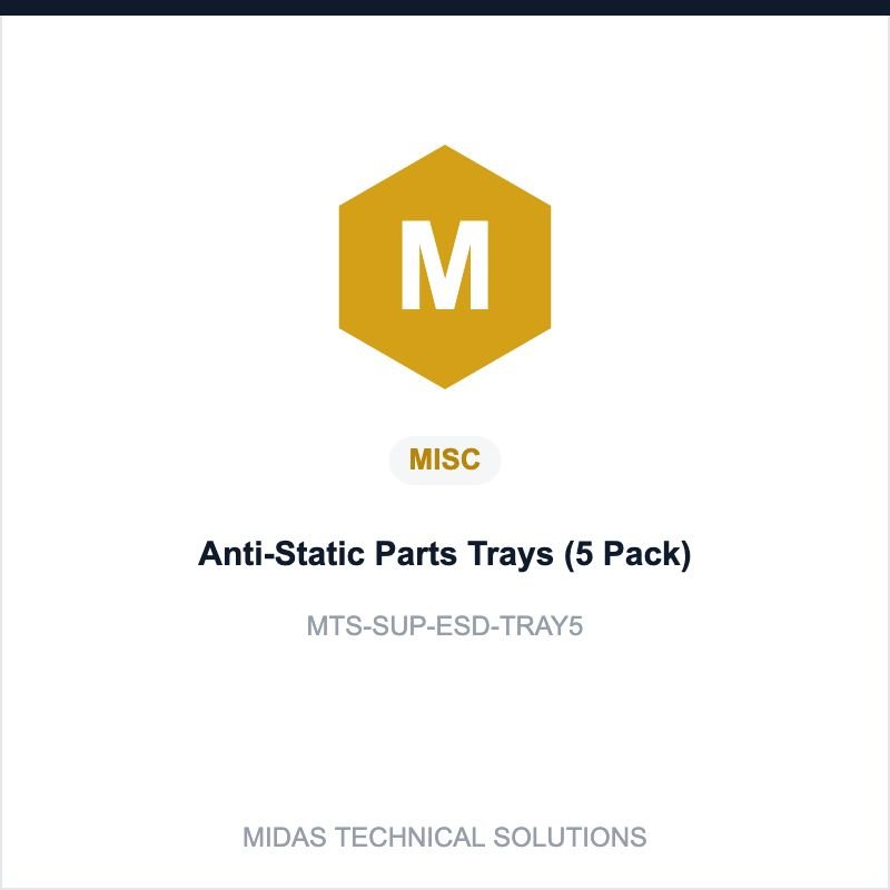 Midas Technical Solutions product card for Anti-Static Parts Trays (5 Pack), SKU MTS-SUP-ESD-TRAY5