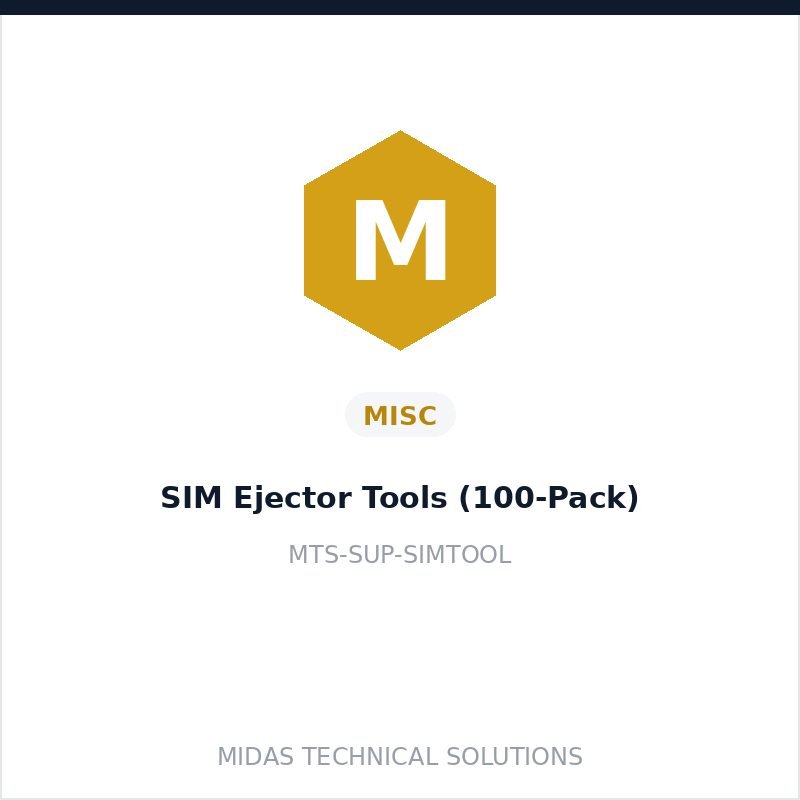 Midas Technical Solutions product card for SIM Ejector Tools (100-Pack), SKU MTS-SUP-SIMTOOL