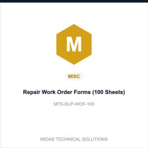 Repair Work Order Forms (100 Sheets)