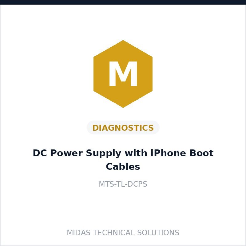Midas Technical Solutions product card for DC Power Supply with iPhone Boot Cables, SKU MTS-TL-DCPS
