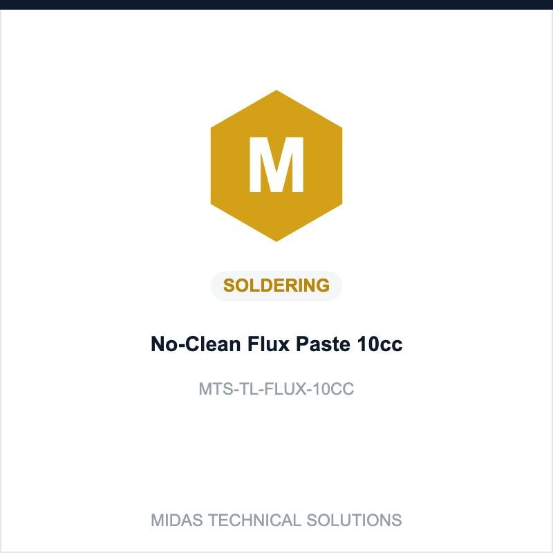 Midas Technical Solutions product card for No-Clean Flux Paste 10cc, SKU MTS-TL-FLUX-10CC