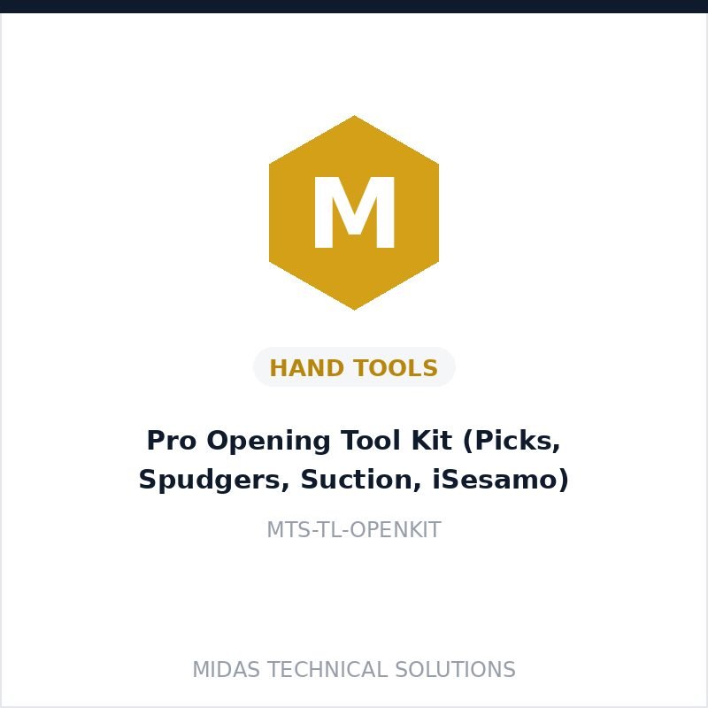 Midas Technical Solutions product card for Pro Opening Tool Kit (Picks, Spudgers, Suction, iSesamo), SKU MTS-TL-OPENKIT