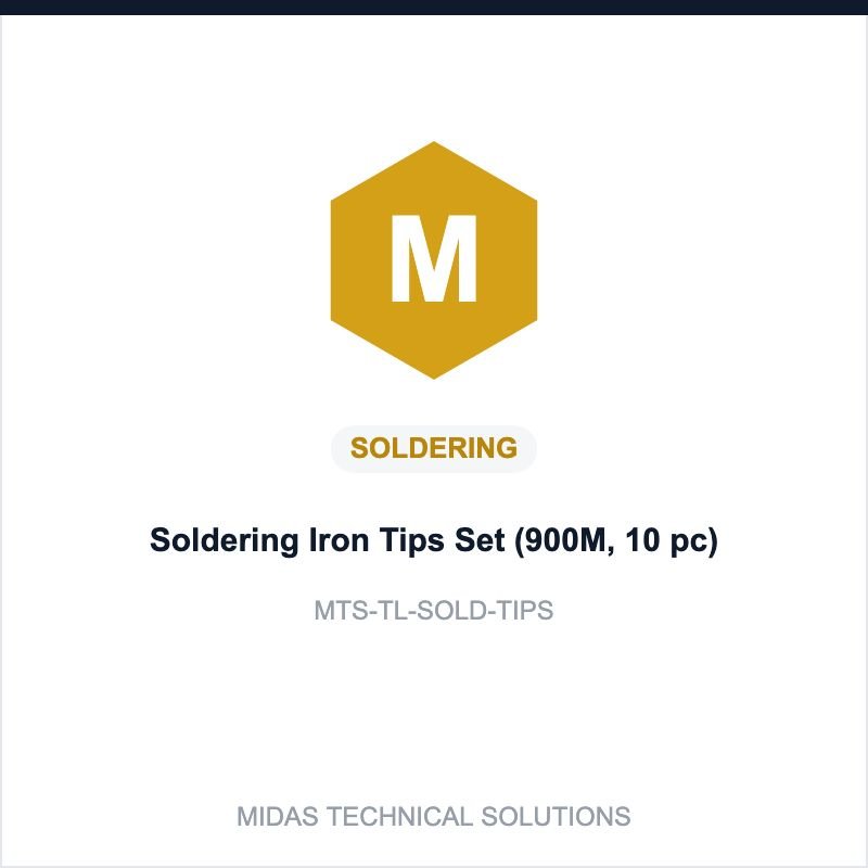 Midas Technical Solutions product card for Soldering Iron Tips Set (900M, 10 pc), SKU MTS-TL-SOLD-TIPS