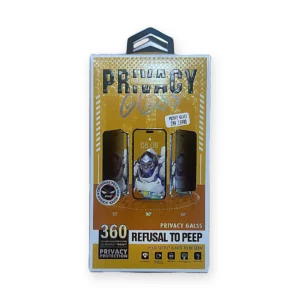 Front of a privacy glass screen protector retail box labelled iPhone 15 Pro